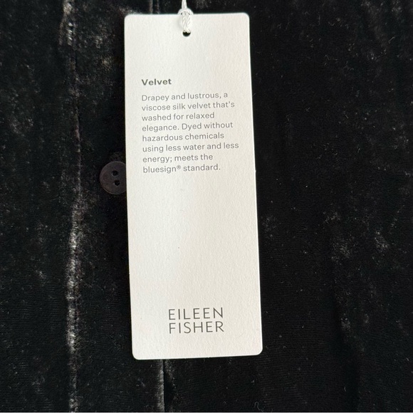 NWT Eileen Fisher Mandarin Collar Long Shirt Silk Ivy Crushed Velvet PL Petite L - Picture 9 of 16
